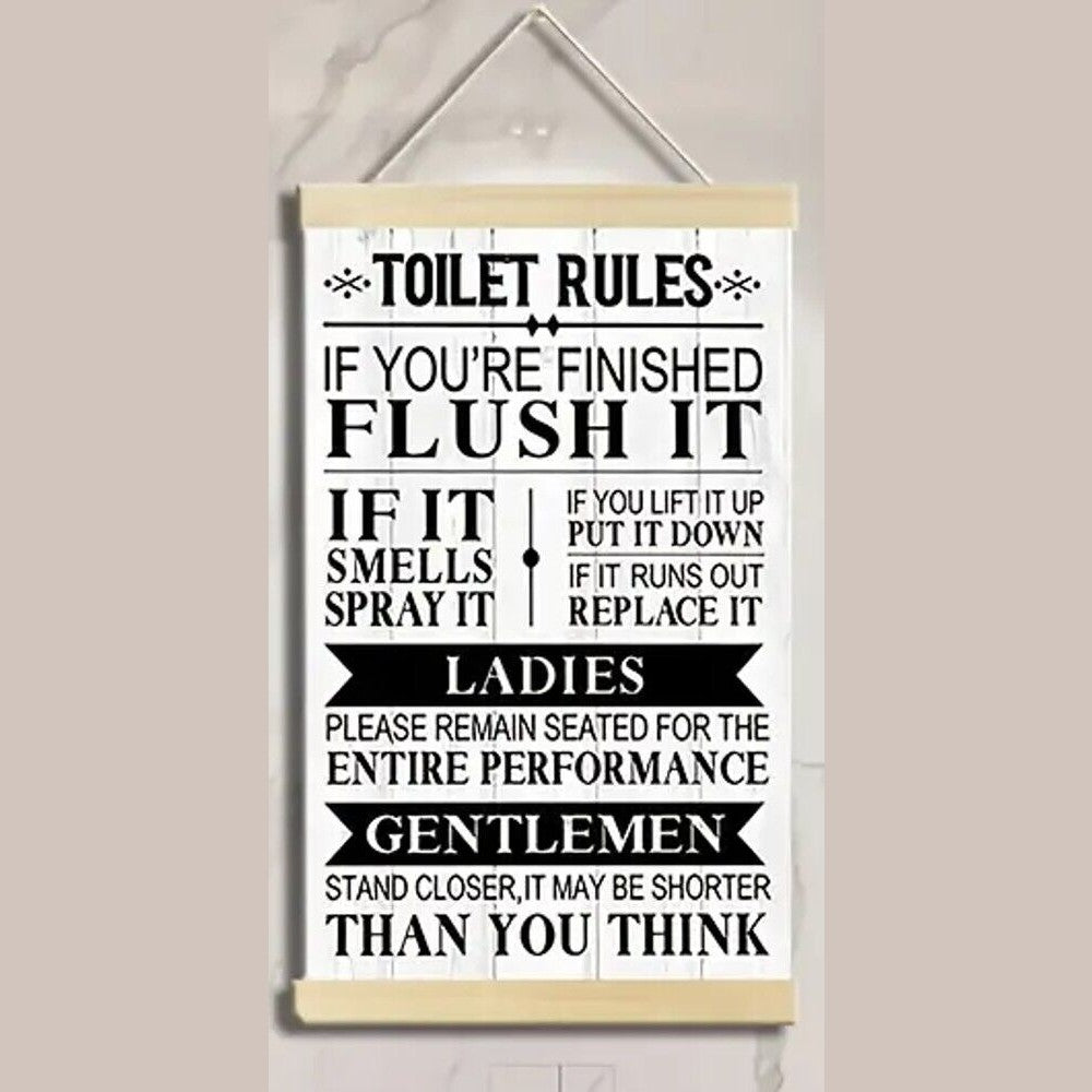 Toilet Rules Canvas Hanging Scroll 12.2" x 16.9" Wall Art Home & Garden:Home Décor:Plaques & Signs Style Your Walls